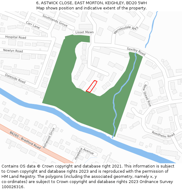 6, ASTWICK CLOSE, EAST MORTON, KEIGHLEY, BD20 5WH: Location map and indicative extent of plot