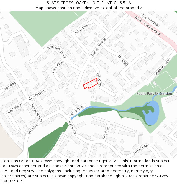 6, ATIS CROSS, OAKENHOLT, FLINT, CH6 5HA: Location map and indicative extent of plot