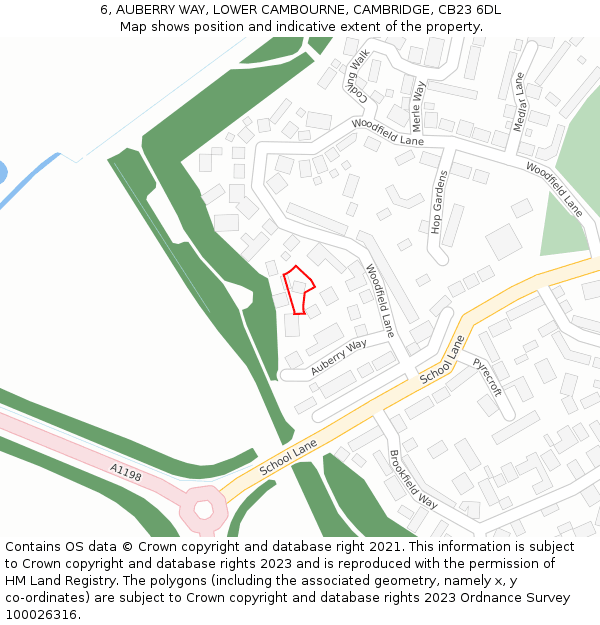 6, AUBERRY WAY, LOWER CAMBOURNE, CAMBRIDGE, CB23 6DL: Location map and indicative extent of plot