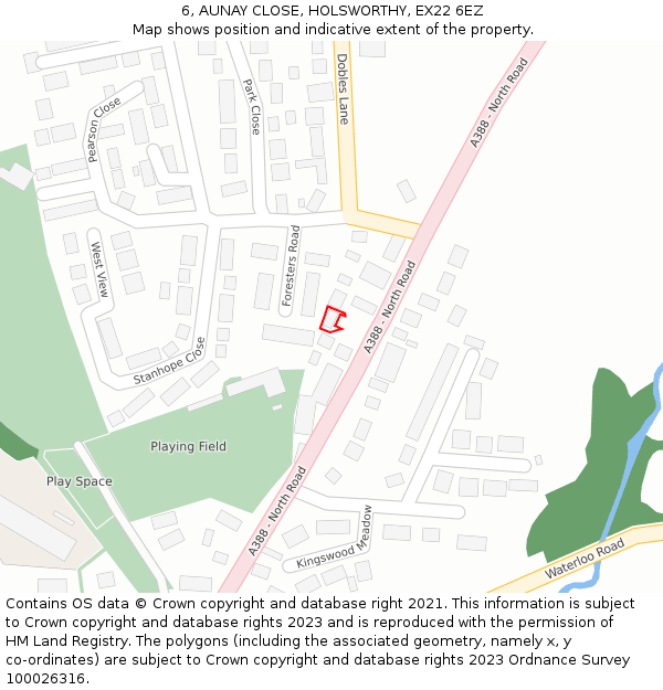 6, AUNAY CLOSE, HOLSWORTHY, EX22 6EZ: Location map and indicative extent of plot