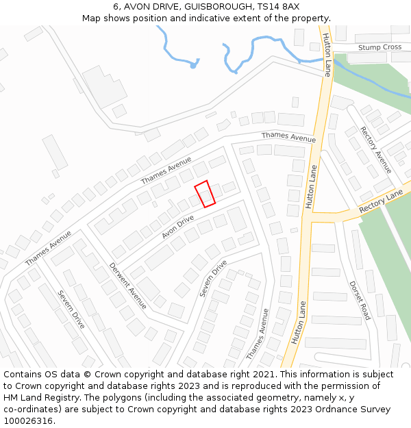 6, AVON DRIVE, GUISBOROUGH, TS14 8AX: Location map and indicative extent of plot