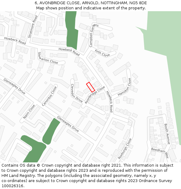 6, AVONBRIDGE CLOSE, ARNOLD, NOTTINGHAM, NG5 8DE: Location map and indicative extent of plot