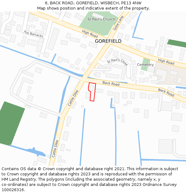 6, BACK ROAD, GOREFIELD, WISBECH, PE13 4NW: Location map and indicative extent of plot