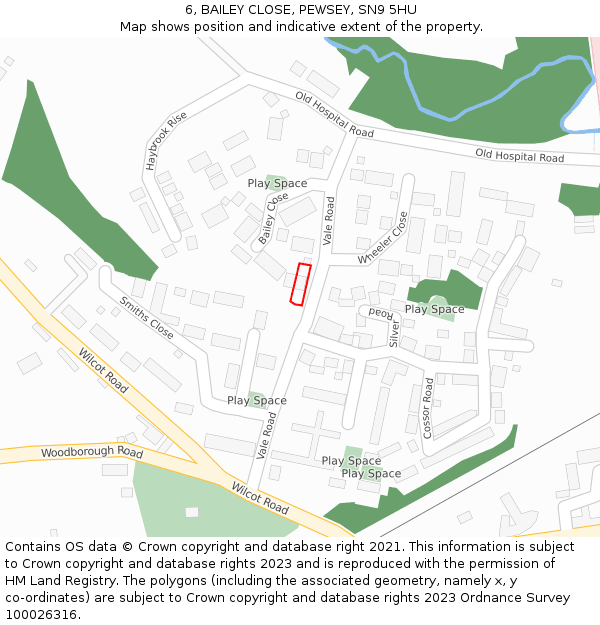 6, BAILEY CLOSE, PEWSEY, SN9 5HU: Location map and indicative extent of plot