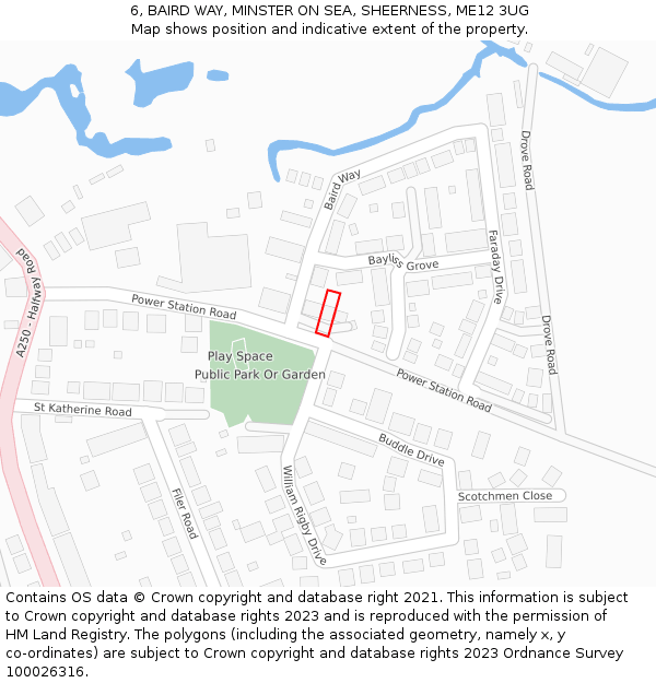 6, BAIRD WAY, MINSTER ON SEA, SHEERNESS, ME12 3UG: Location map and indicative extent of plot