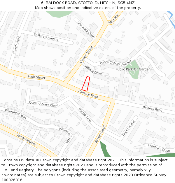 6, BALDOCK ROAD, STOTFOLD, HITCHIN, SG5 4NZ: Location map and indicative extent of plot