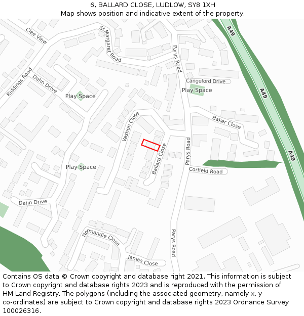 6, BALLARD CLOSE, LUDLOW, SY8 1XH: Location map and indicative extent of plot