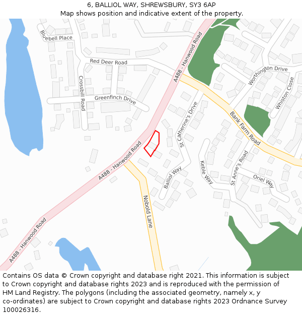 6, BALLIOL WAY, SHREWSBURY, SY3 6AP: Location map and indicative extent of plot