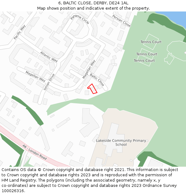 6, BALTIC CLOSE, DERBY, DE24 1AL: Location map and indicative extent of plot