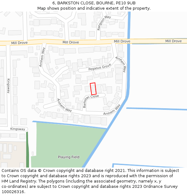 6, BARKSTON CLOSE, BOURNE, PE10 9UB: Location map and indicative extent of plot