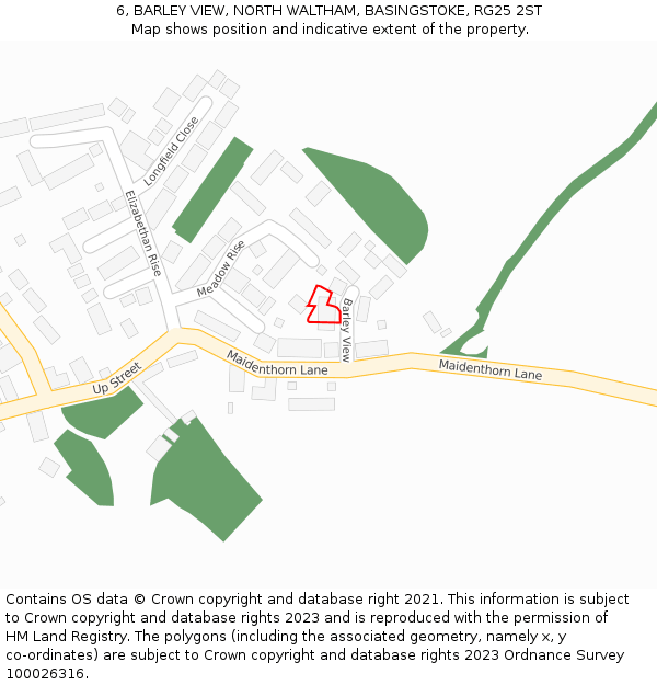 6, BARLEY VIEW, NORTH WALTHAM, BASINGSTOKE, RG25 2ST: Location map and indicative extent of plot