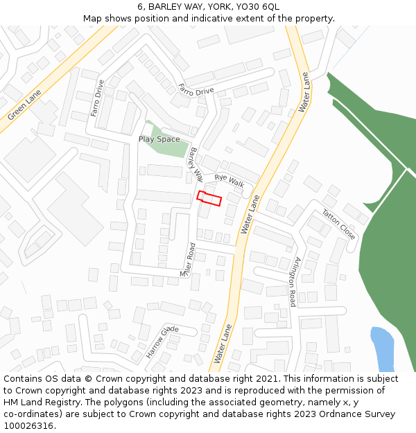 6, BARLEY WAY, YORK, YO30 6QL: Location map and indicative extent of plot