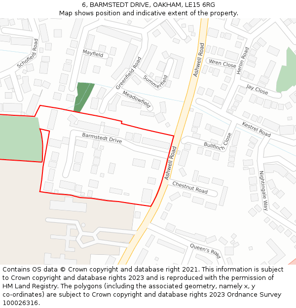 6, BARMSTEDT DRIVE, OAKHAM, LE15 6RG: Location map and indicative extent of plot