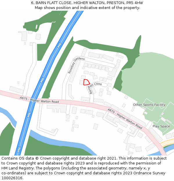 6, BARN FLATT CLOSE, HIGHER WALTON, PRESTON, PR5 4HW: Location map and indicative extent of plot