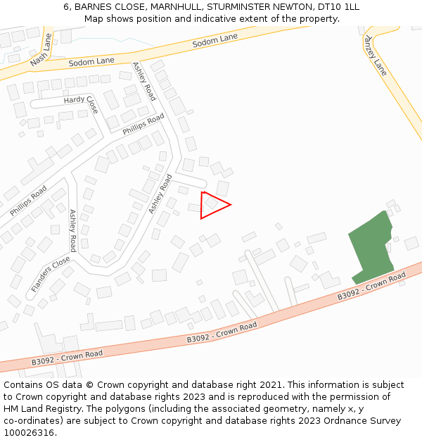 6, BARNES CLOSE, MARNHULL, STURMINSTER NEWTON, DT10 1LL: Location map and indicative extent of plot