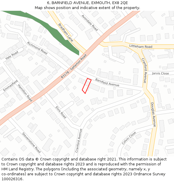 6, BARNFIELD AVENUE, EXMOUTH, EX8 2QE: Location map and indicative extent of plot