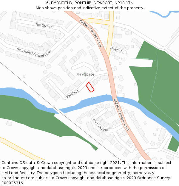 6, BARNFIELD, PONTHIR, NEWPORT, NP18 1TN: Location map and indicative extent of plot