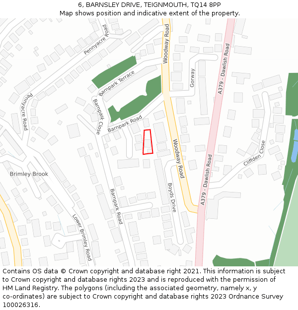 6, BARNSLEY DRIVE, TEIGNMOUTH, TQ14 8PP: Location map and indicative extent of plot