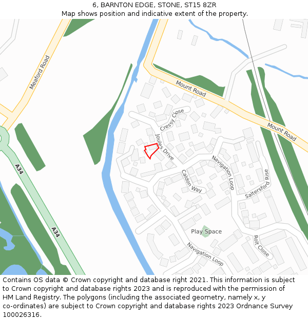 6, BARNTON EDGE, STONE, ST15 8ZR: Location map and indicative extent of plot