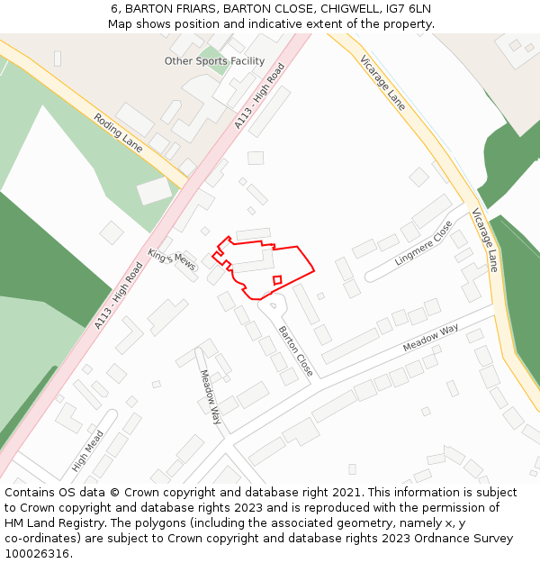 6, BARTON FRIARS, BARTON CLOSE, CHIGWELL, IG7 6LN: Location map and indicative extent of plot