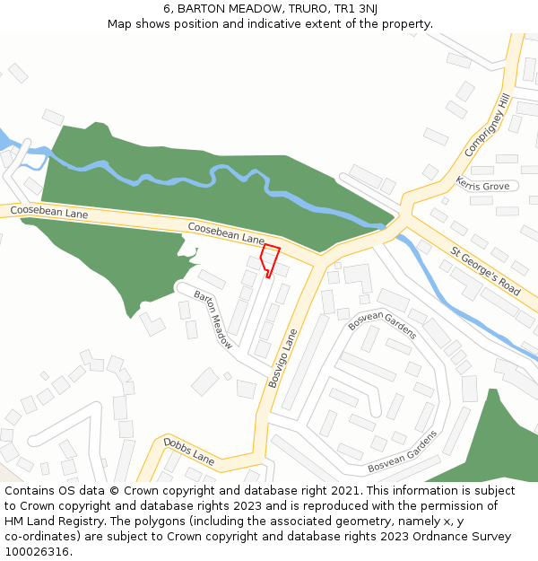 6, BARTON MEADOW, TRURO, TR1 3NJ: Location map and indicative extent of plot