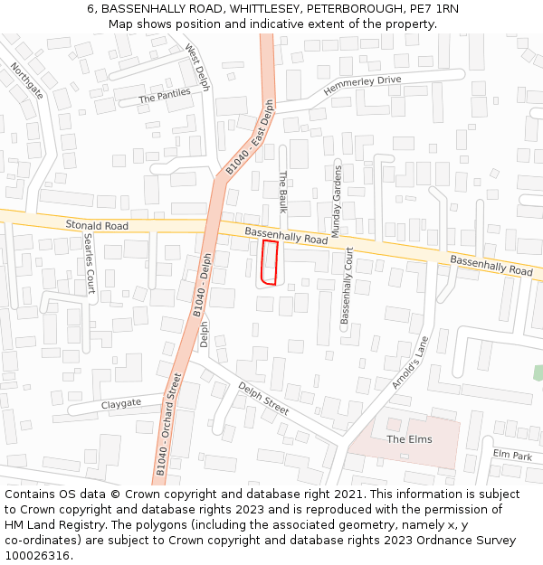 6, BASSENHALLY ROAD, WHITTLESEY, PETERBOROUGH, PE7 1RN: Location map and indicative extent of plot