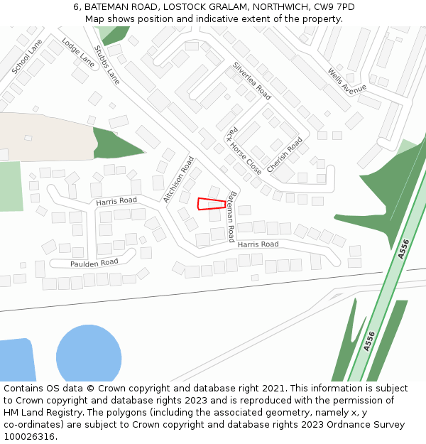 6, BATEMAN ROAD, LOSTOCK GRALAM, NORTHWICH, CW9 7PD: Location map and indicative extent of plot
