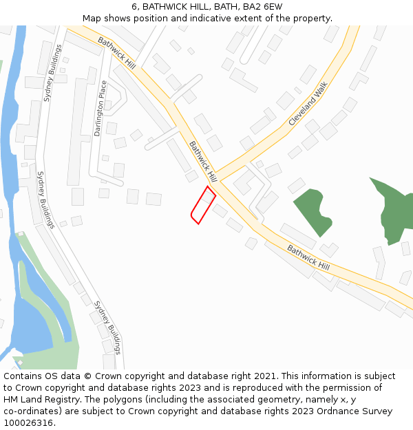 6, BATHWICK HILL, BATH, BA2 6EW: Location map and indicative extent of plot