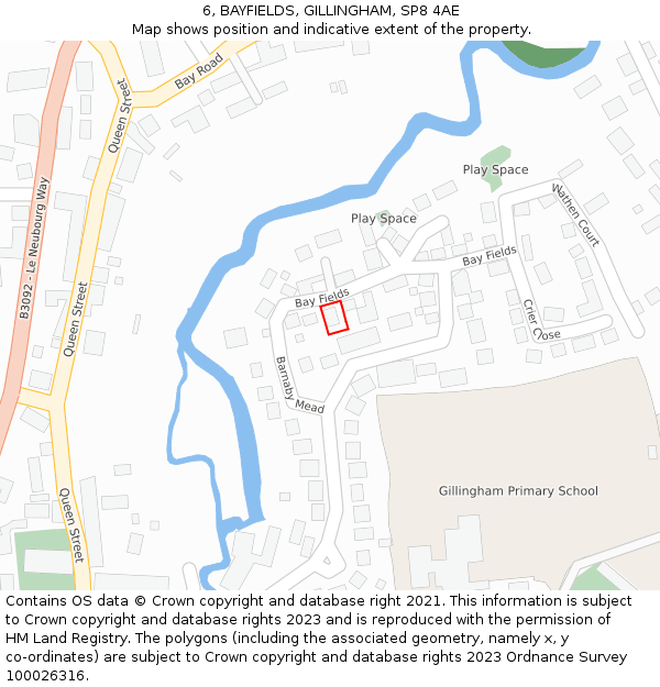 6, BAYFIELDS, GILLINGHAM, SP8 4AE: Location map and indicative extent of plot