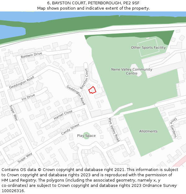 6, BAYSTON COURT, PETERBOROUGH, PE2 9SF: Location map and indicative extent of plot