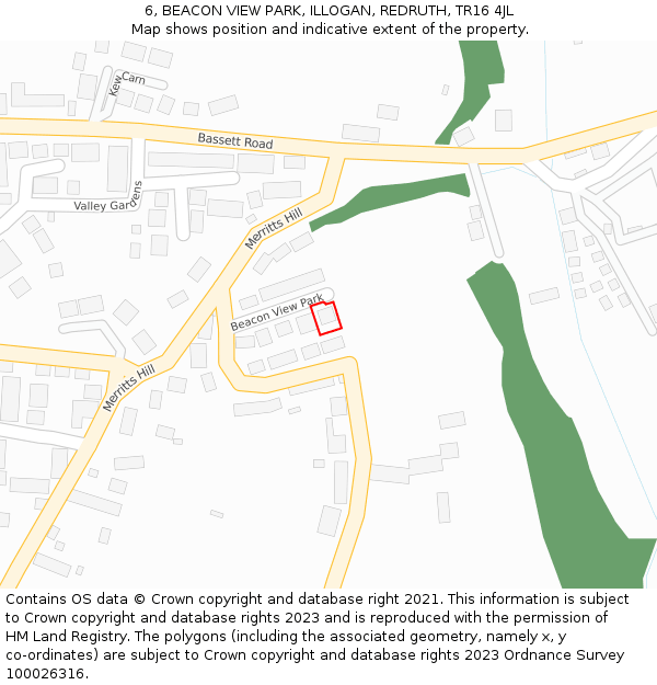 6, BEACON VIEW PARK, ILLOGAN, REDRUTH, TR16 4JL: Location map and indicative extent of plot