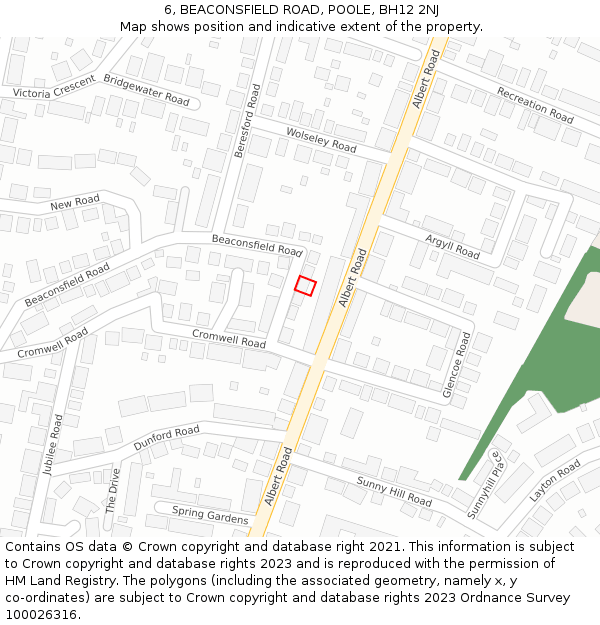 6, BEACONSFIELD ROAD, POOLE, BH12 2NJ: Location map and indicative extent of plot