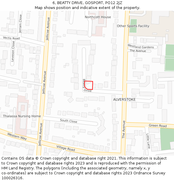 6, BEATTY DRIVE, GOSPORT, PO12 2JZ: Location map and indicative extent of plot