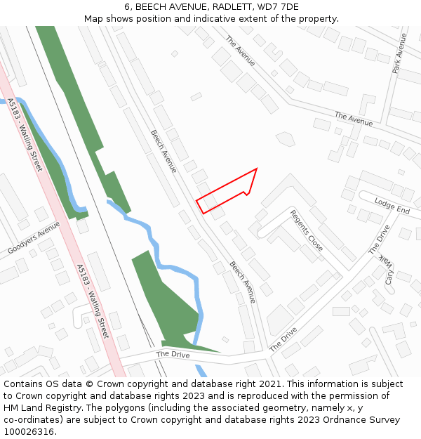 6, BEECH AVENUE, RADLETT, WD7 7DE: Location map and indicative extent of plot