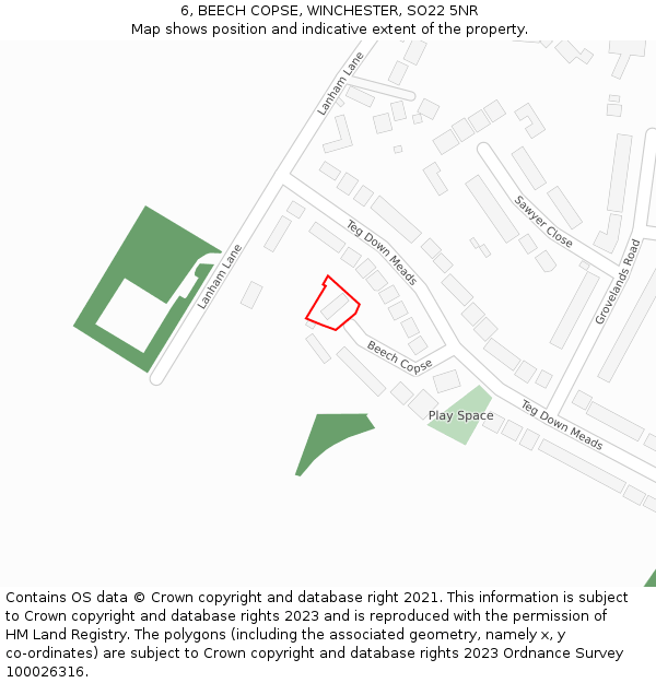 6, BEECH COPSE, WINCHESTER, SO22 5NR: Location map and indicative extent of plot