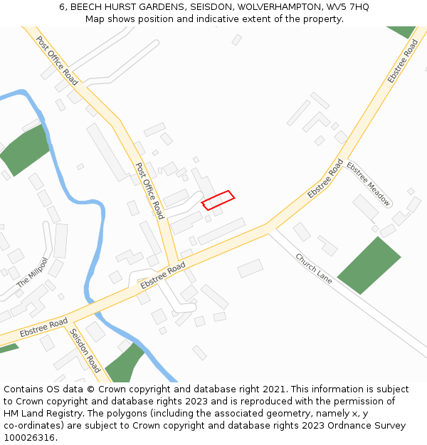 6, BEECH HURST GARDENS, SEISDON, WOLVERHAMPTON, WV5 7HQ: Location map and indicative extent of plot