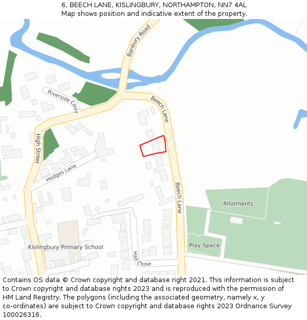 6, BEECH LANE, KISLINGBURY, NORTHAMPTON, NN7 4AL: Location map and indicative extent of plot