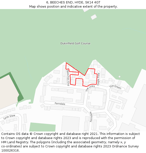 6, BEECHES END, HYDE, SK14 4GT: Location map and indicative extent of plot