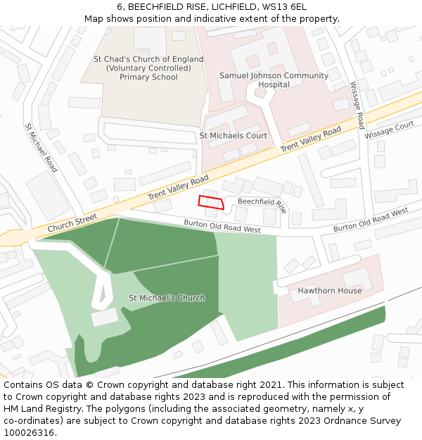 6, BEECHFIELD RISE, LICHFIELD, WS13 6EL: Location map and indicative extent of plot