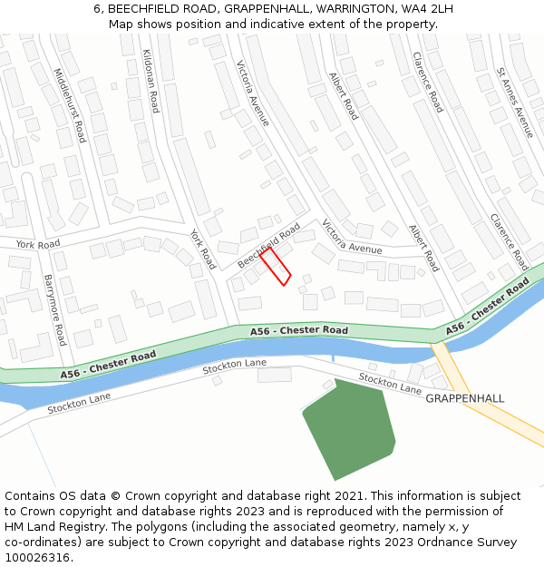 6, BEECHFIELD ROAD, GRAPPENHALL, WARRINGTON, WA4 2LH: Location map and indicative extent of plot