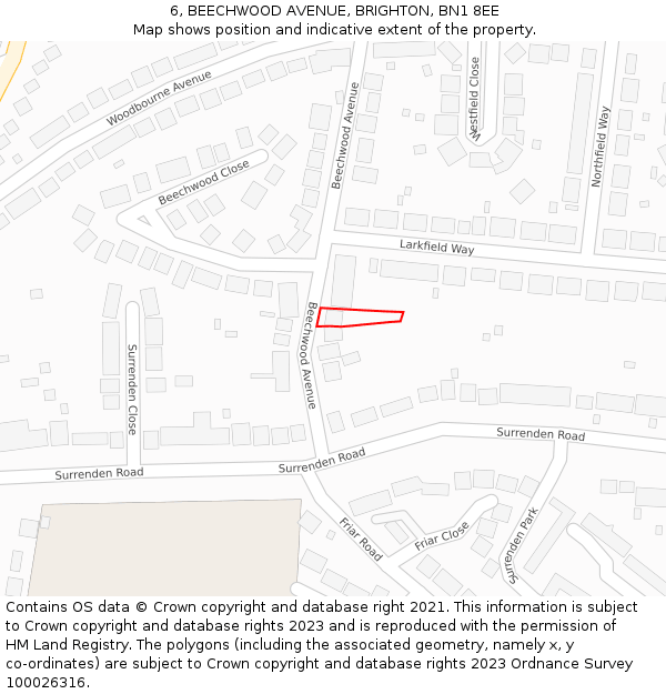 6, BEECHWOOD AVENUE, BRIGHTON, BN1 8EE: Location map and indicative extent of plot