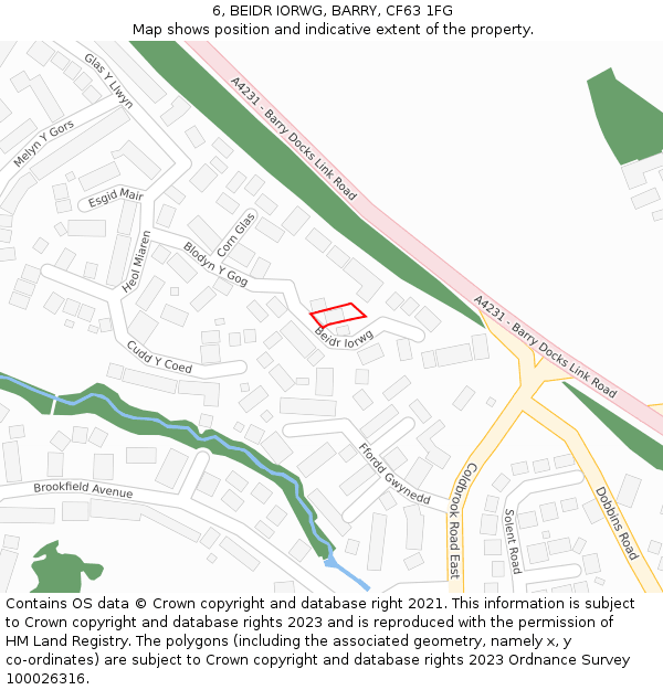 6, BEIDR IORWG, BARRY, CF63 1FG: Location map and indicative extent of plot