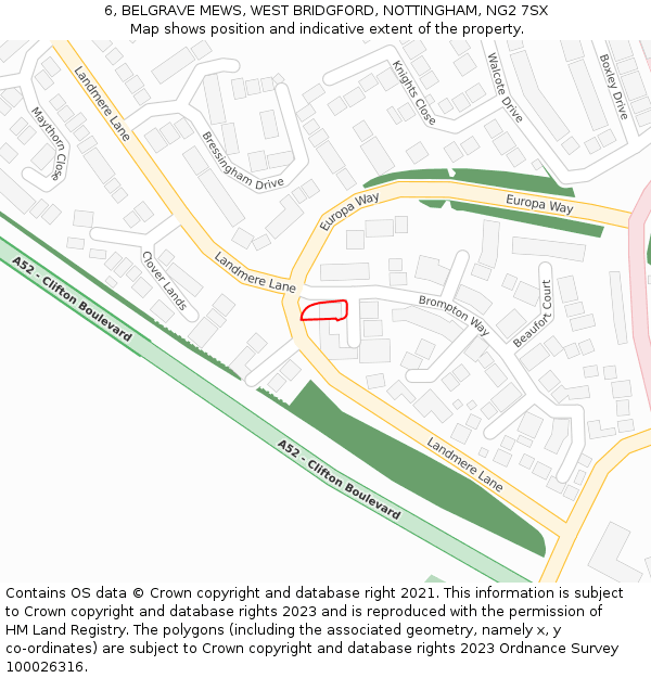 6, BELGRAVE MEWS, WEST BRIDGFORD, NOTTINGHAM, NG2 7SX: Location map and indicative extent of plot