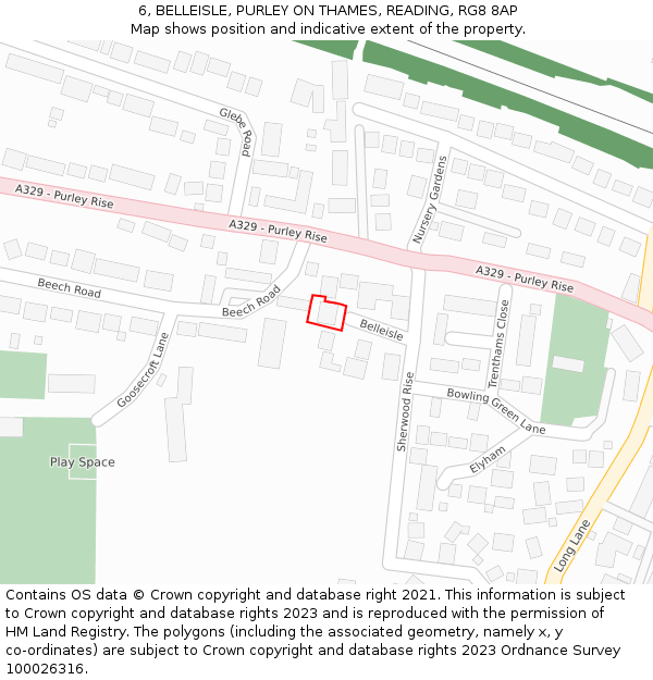 6, BELLEISLE, PURLEY ON THAMES, READING, RG8 8AP: Location map and indicative extent of plot