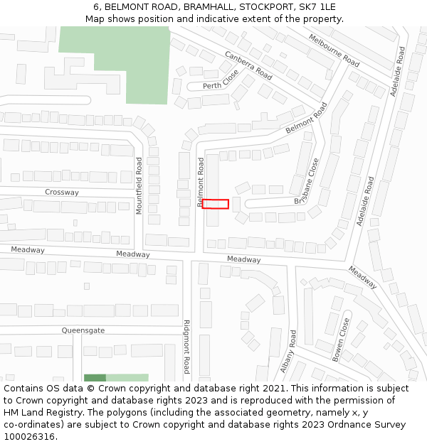 6, BELMONT ROAD, BRAMHALL, STOCKPORT, SK7 1LE: Location map and indicative extent of plot