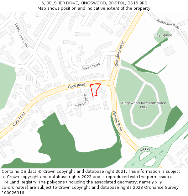 6, BELSHER DRIVE, KINGSWOOD, BRISTOL, BS15 9PS: Location map and indicative extent of plot