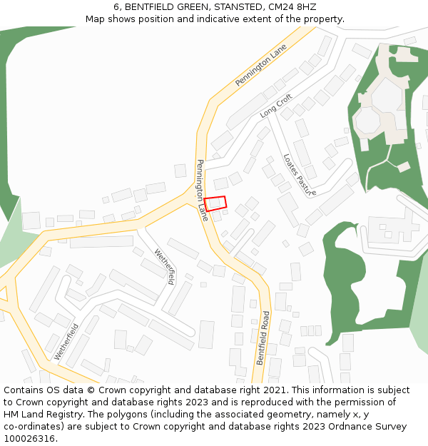 6, BENTFIELD GREEN, STANSTED, CM24 8HZ: Location map and indicative extent of plot