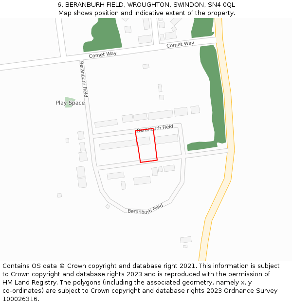 6, BERANBURH FIELD, WROUGHTON, SWINDON, SN4 0QL: Location map and indicative extent of plot