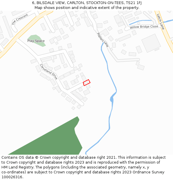 6, BILSDALE VIEW, CARLTON, STOCKTON-ON-TEES, TS21 1FJ: Location map and indicative extent of plot