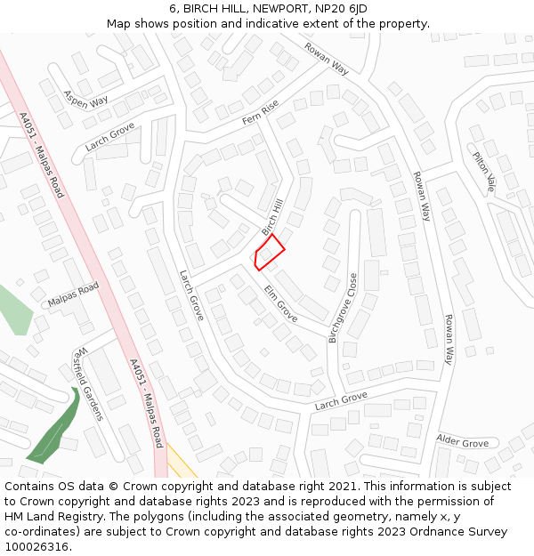 6, BIRCH HILL, NEWPORT, NP20 6JD: Location map and indicative extent of plot